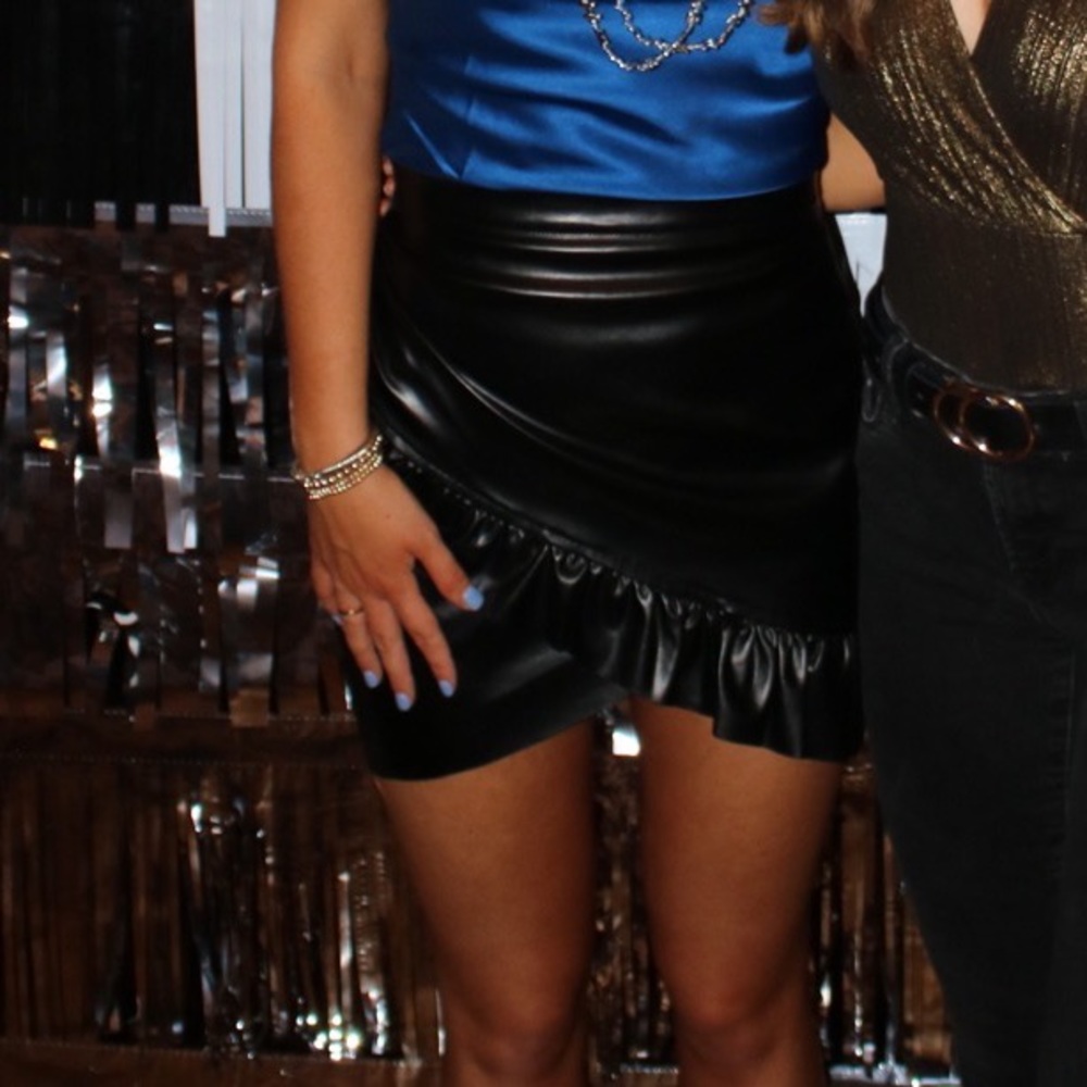 Black Leather skirt with ruffle